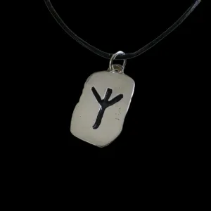 Sterling Silver Viking Algiz Rune Antique Finish Pendant