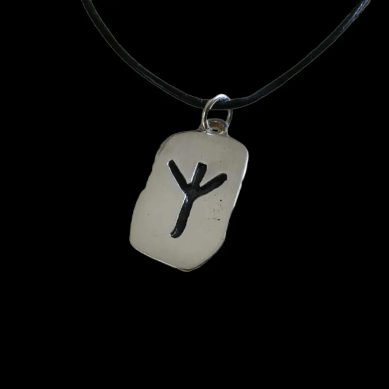 Sterling Silver Viking Algiz Rune Antique Finish Pendant
