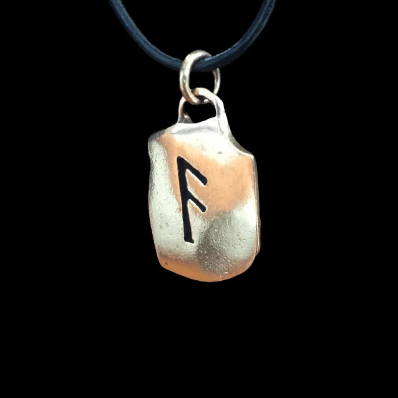 Sterling Silver Viking Ansuz Rune Antique Finish Pendant