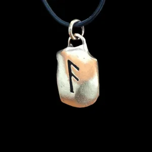 Sterling Silver Viking Ansuz Rune Antique Finish Pendant
