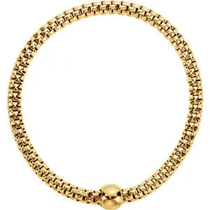 Sterling Silver Yellow Gold Plated 4.3 mm Woven Stretch Bracelet