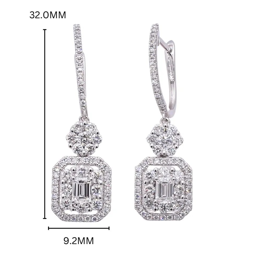 TAKA Jewellery Emerald Cut Lab Grown Diamond Earrings Hoop