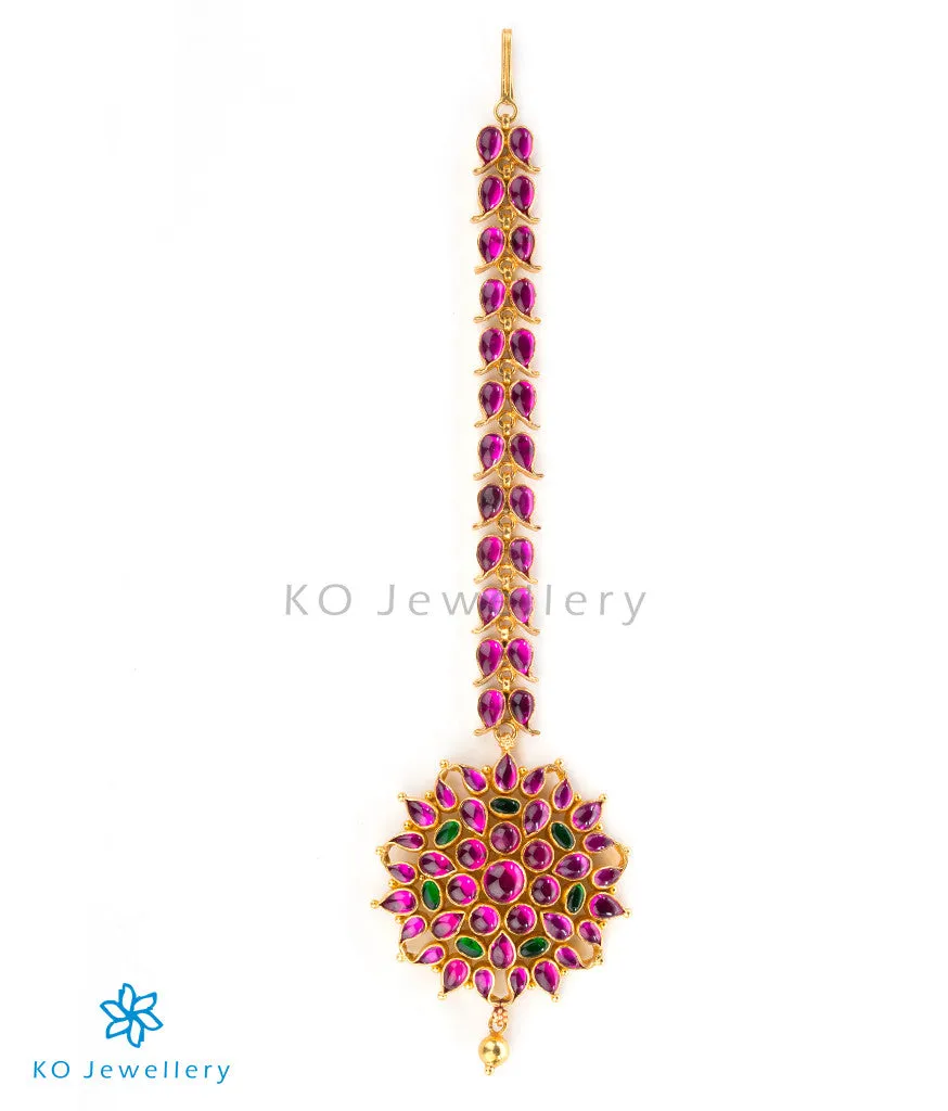 The Vibhusita Silver Kempu Maang-Tikka