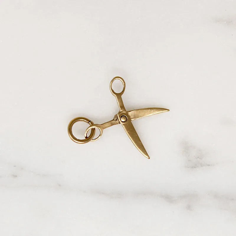 Tiny 14k Gold Scissors Charm