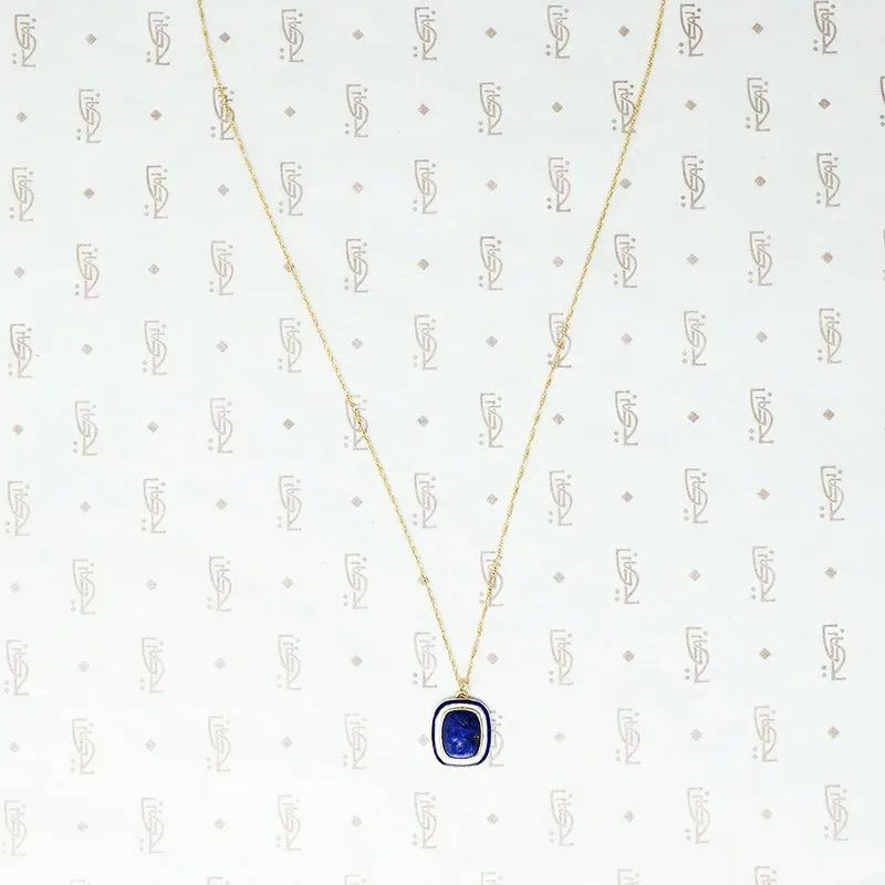 Tiny 18k Lapis Cameo Pendant