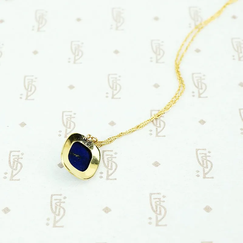 Tiny 18k Lapis Cameo Pendant