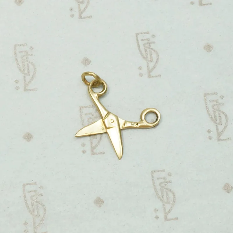 Tiny Gold Working Scissors Charm