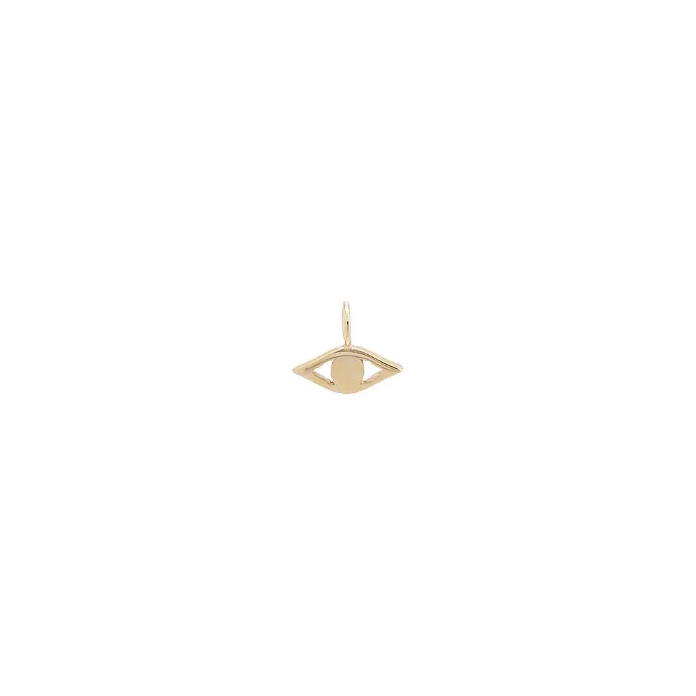 Tiny Solid Evil Eye Charm 14K
