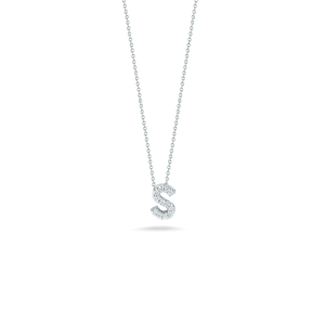 Tiny Treasures 18K White Gold Love Letter "S" Diamond Necklace