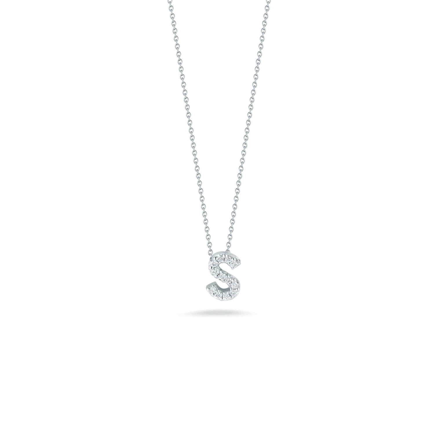 Tiny Treasures 18K White Gold Love Letter "S" Diamond Necklace