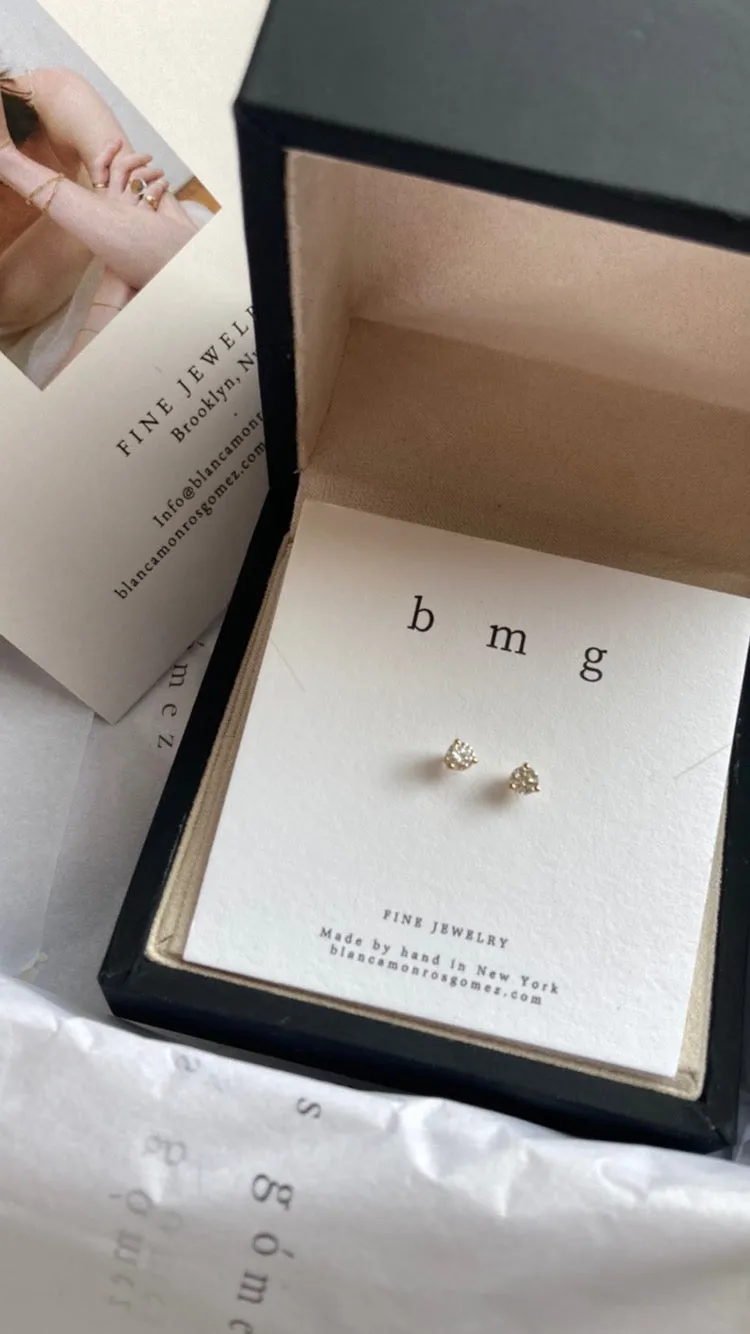 tiny white diamond studs