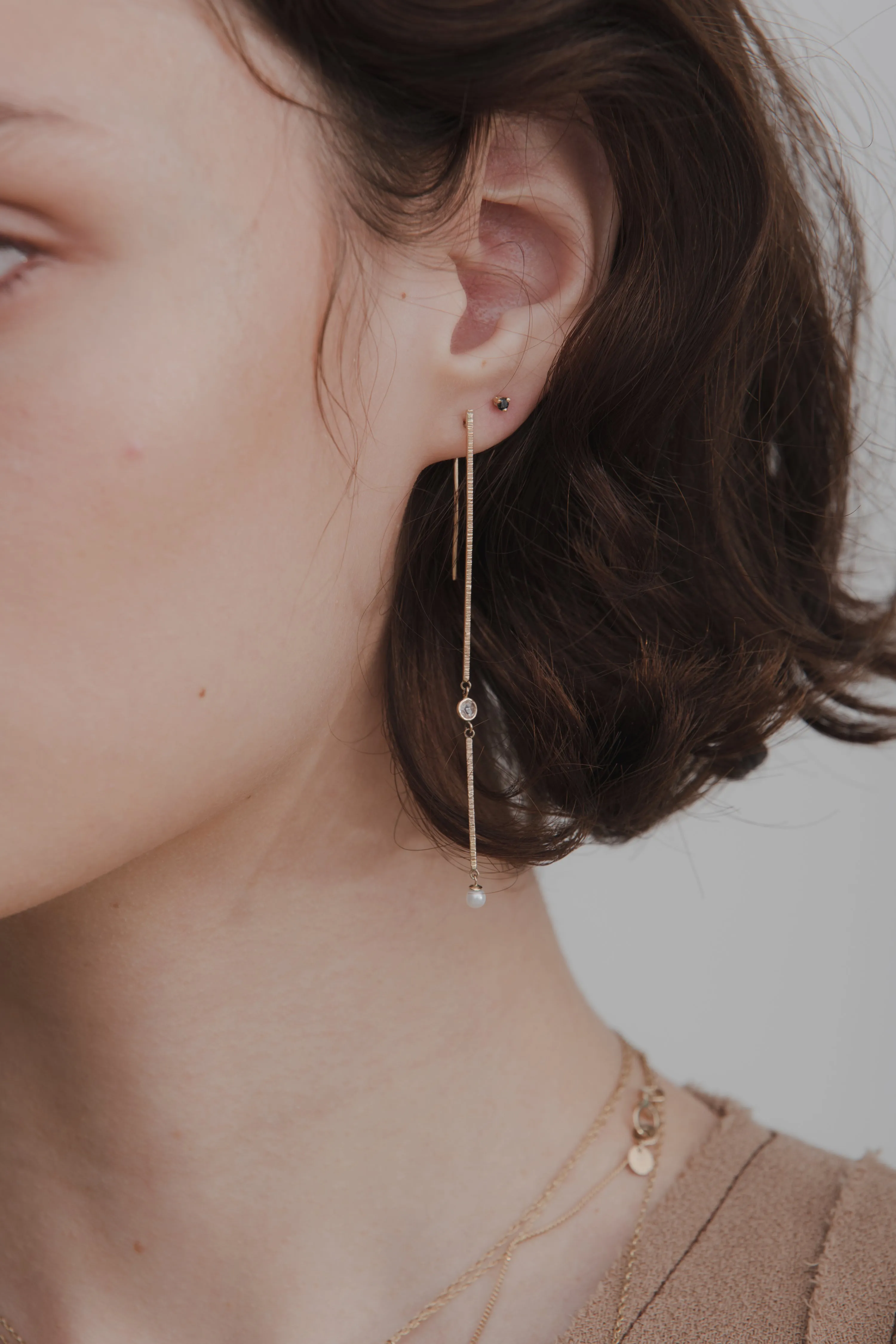 tiny white diamond studs