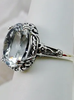 Topaz Ring, Natural White Topaz Gemstone, Edwardian Jewelry #D70z