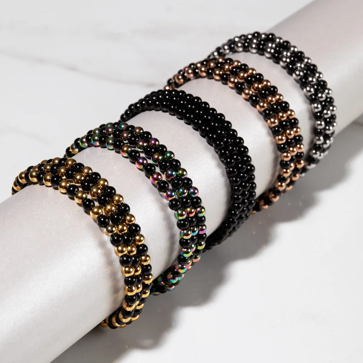 Trinity | Rose Gold x Gunmetal | Triple Strand Bracelet