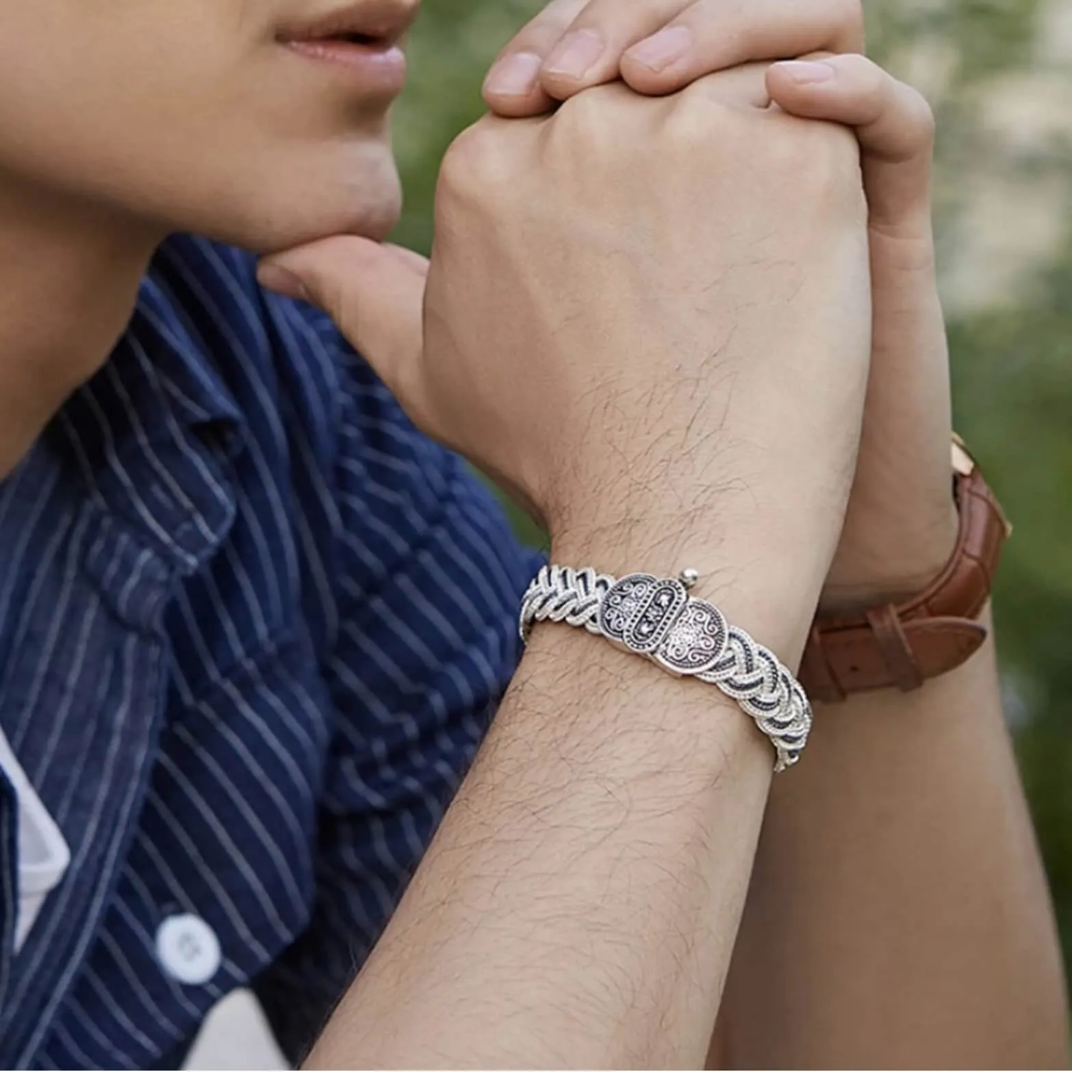 Turkish Woven Vintage Silver Couple Bracelets