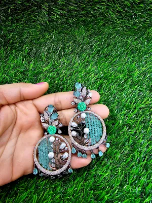 Two Tone CZ Earrings