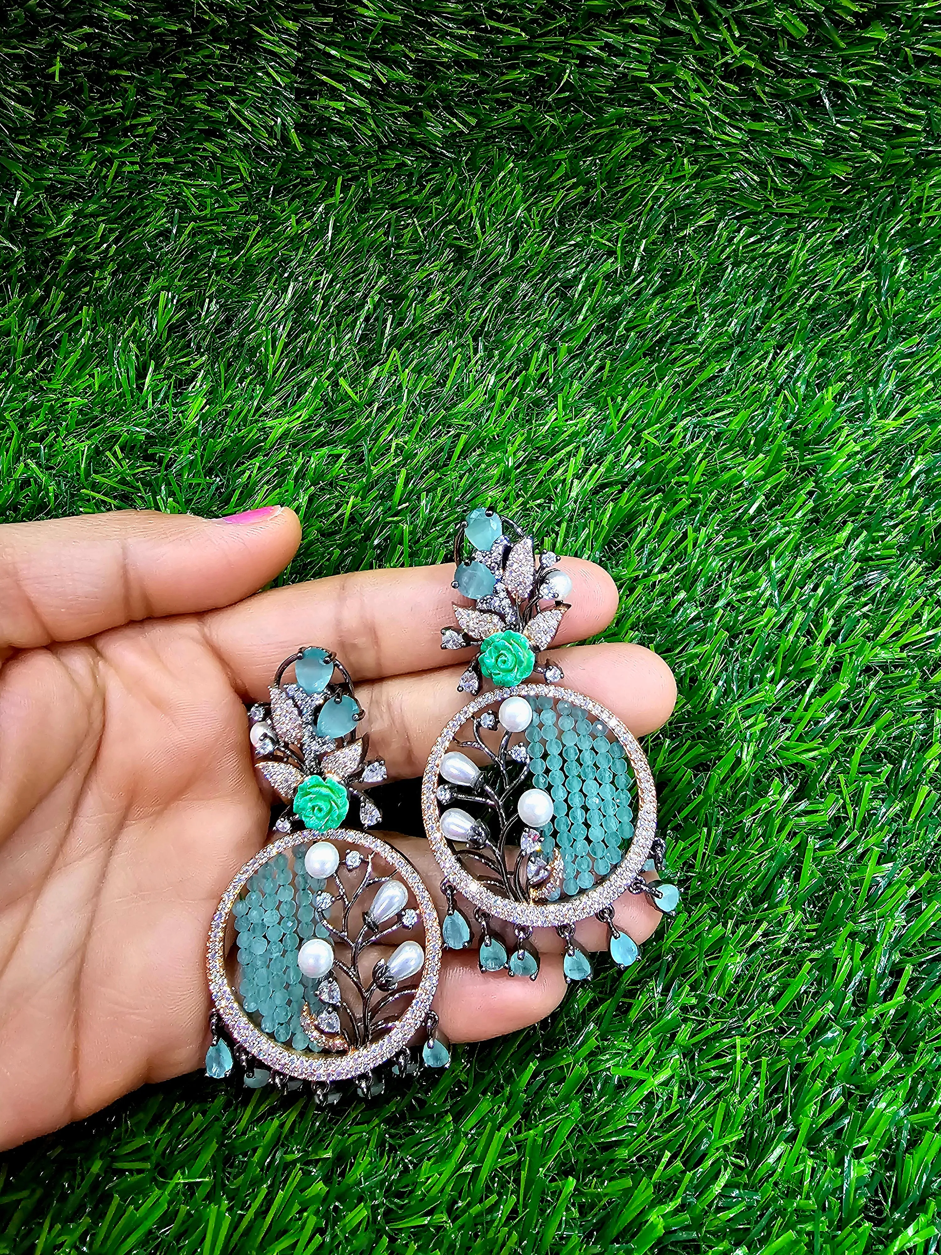 Two Tone CZ Earrings