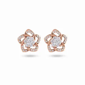 Two Way Wearable Cross Jacket Stud Earrings  in Illusion Setting