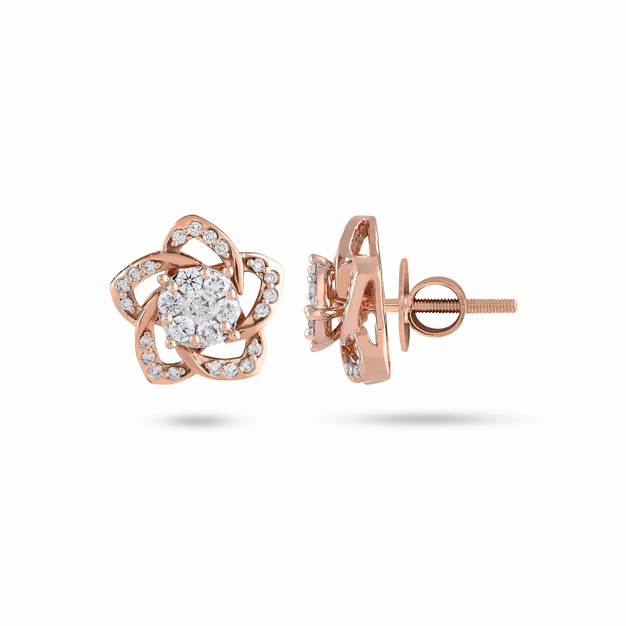 Two Way Wearable Cross Jacket Stud Earrings  in Illusion Setting
