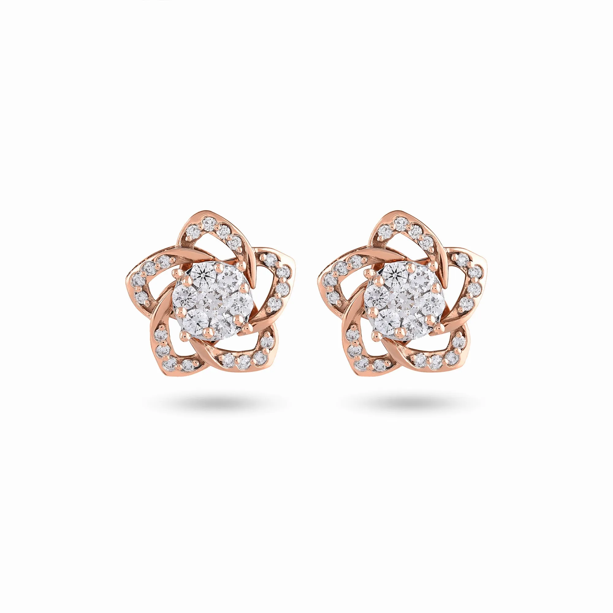 Two Way Wearable Cross Jacket Stud Earrings  in Illusion Setting