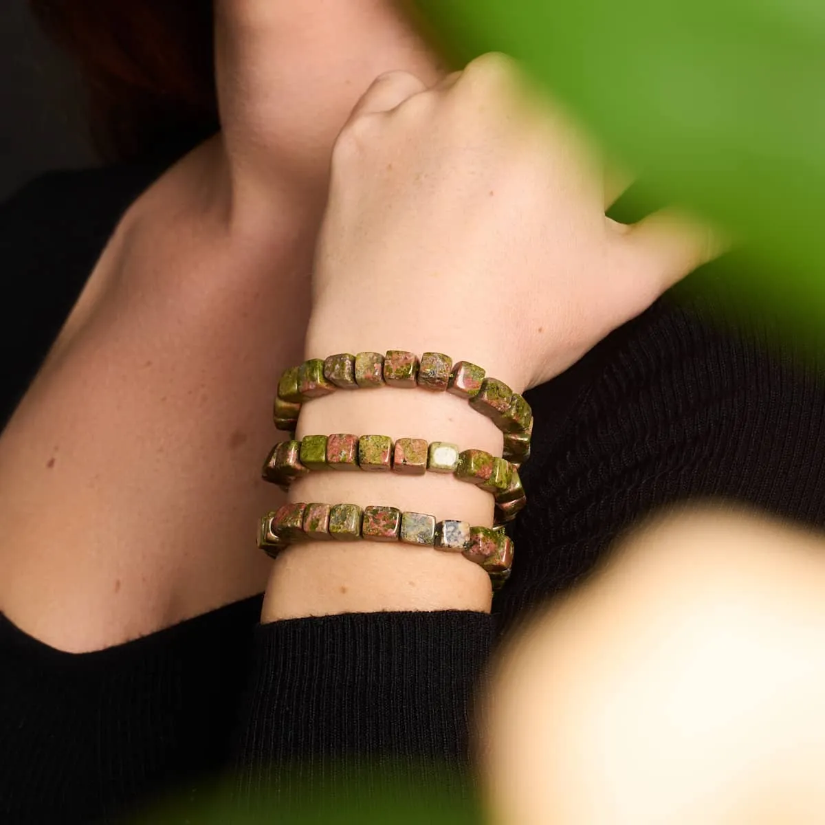 Unakite Jasper | Silver | Gemstone Pebble Macrame Bracelet