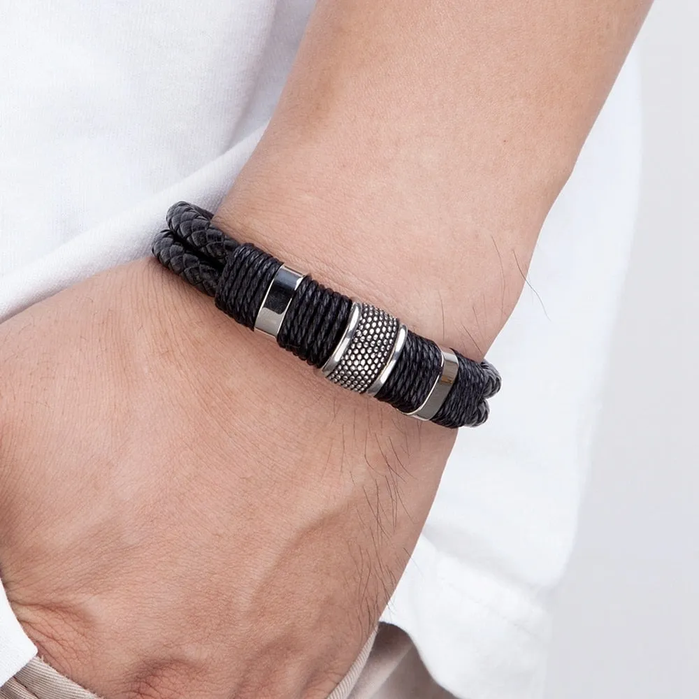 Unique Woven Leather Rope Wrap Bracelet