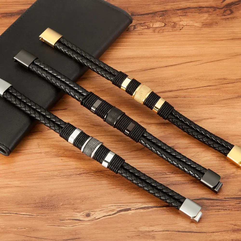 Unique Woven Leather Rope Wrap Bracelet