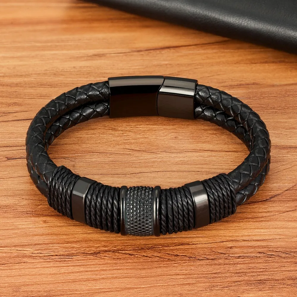 Unique Woven Leather Rope Wrap Bracelet