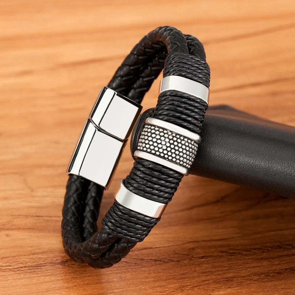 Unique Woven Leather Rope Wrap Bracelet