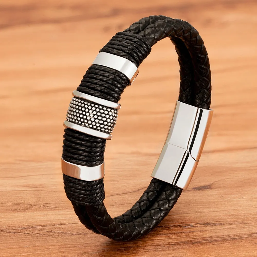 Unique Woven Leather Rope Wrap Bracelet