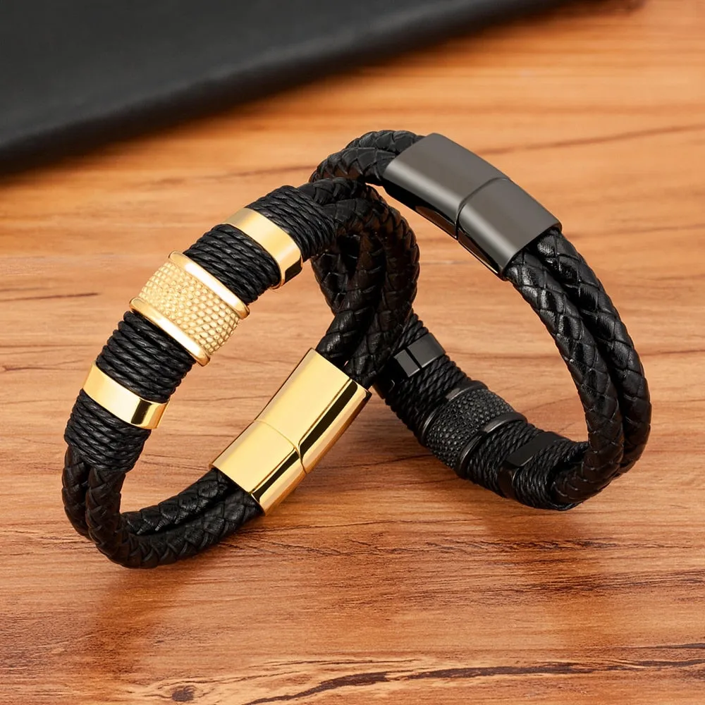 Unique Woven Leather Rope Wrap Bracelet