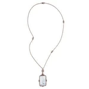 Unshaped Shell Cameo Pave Diamond In Rose Gold Mother Baby Chain Necklace On Sale