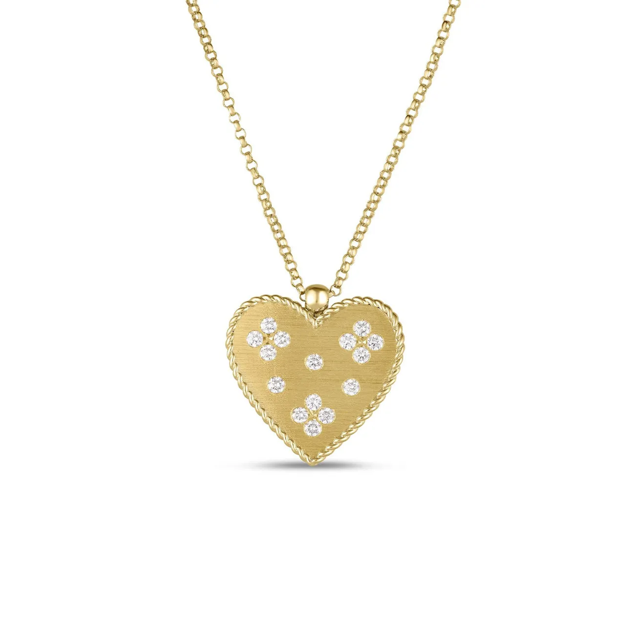 Venetian Princess 18K Yellow Gold Diamond Heart Medium Medallion Pendant Necklace