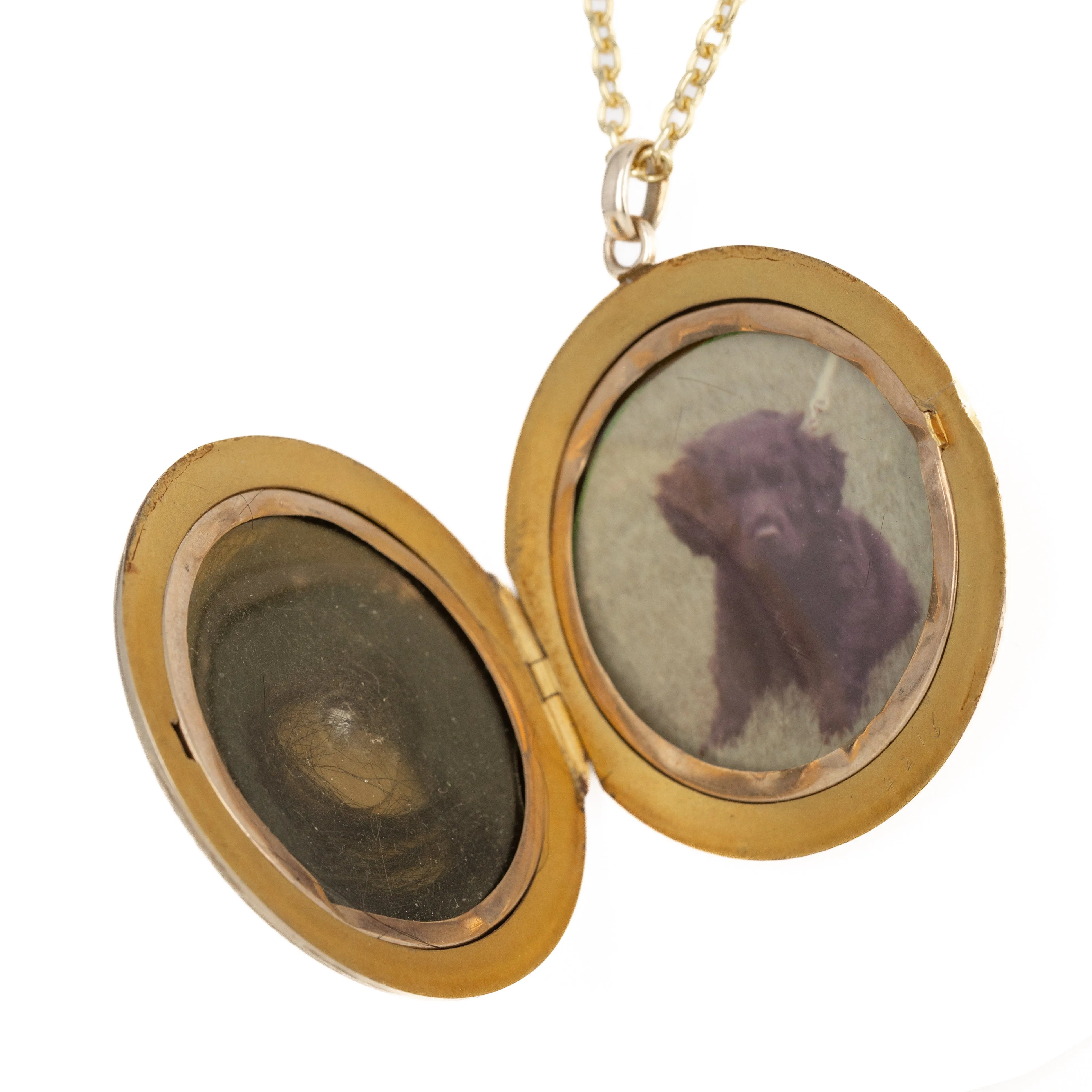 Victorian 10K Yellow Gold Acid Etched Old European Diamond Locket Necklace