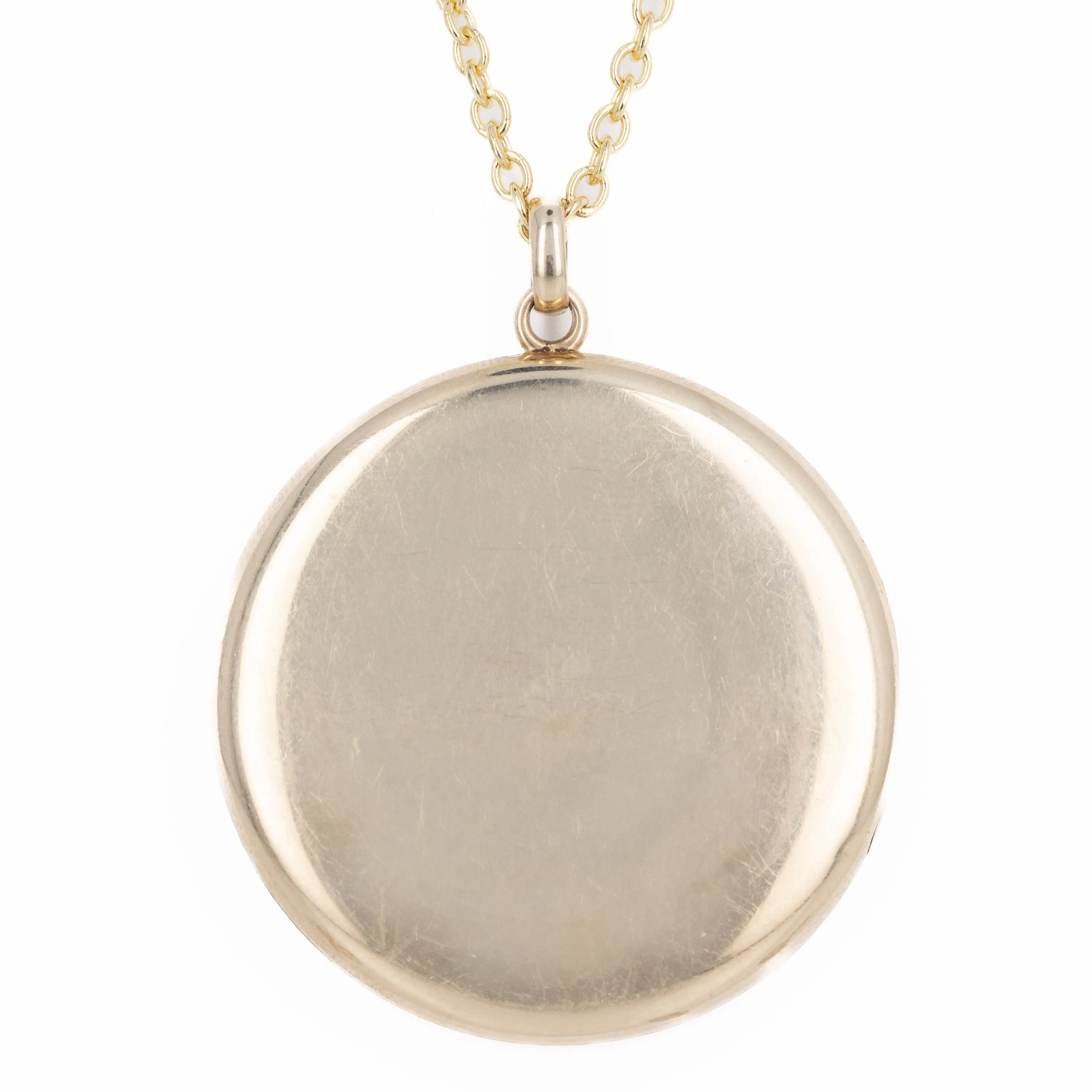 Victorian 10K Yellow Gold Acid Etched Old European Diamond Locket Necklace