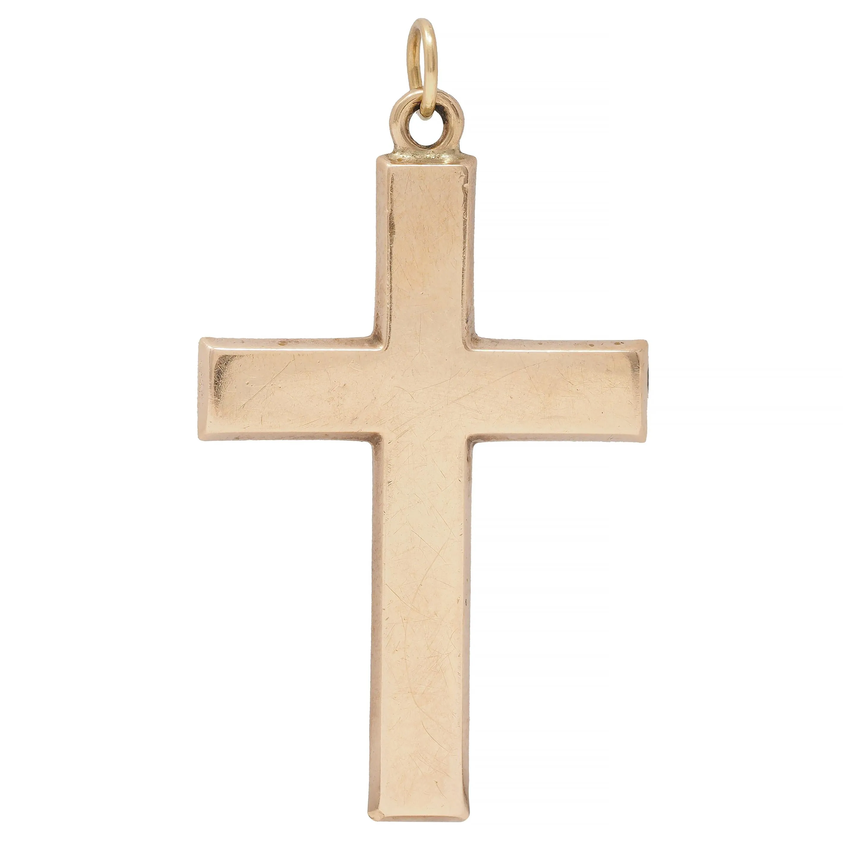Victorian 14 Karat Rose Green Two-Tone Gold Grape Leaf Antique Cross Pendant