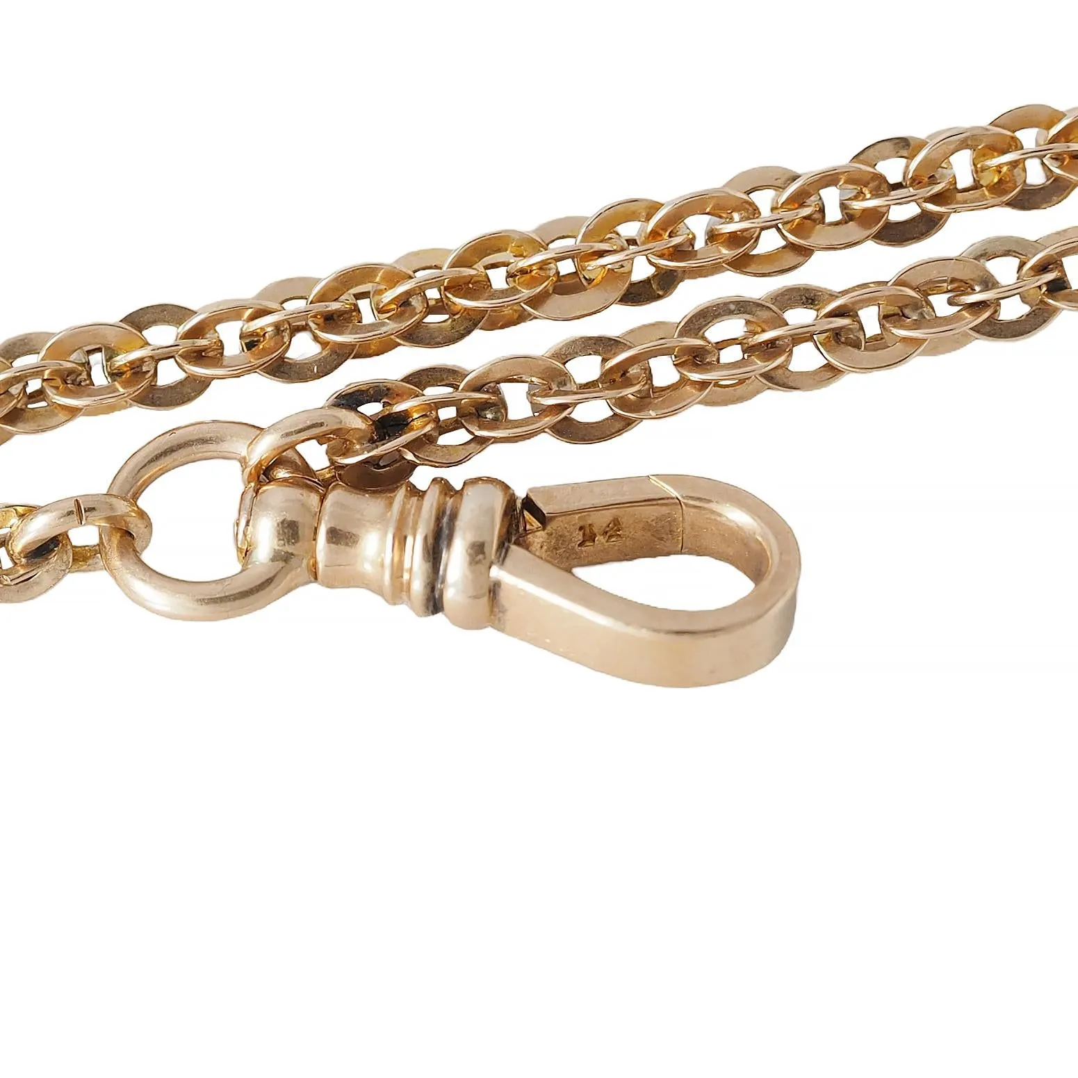 Victorian 14 Karat Yellow Gold Antique Fancy Link Long Fob Chain Necklace