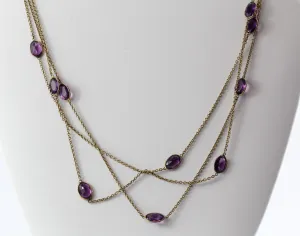 Victorian Amethyst Glass Pinchbeck Necklace or Bracelet 61" Long