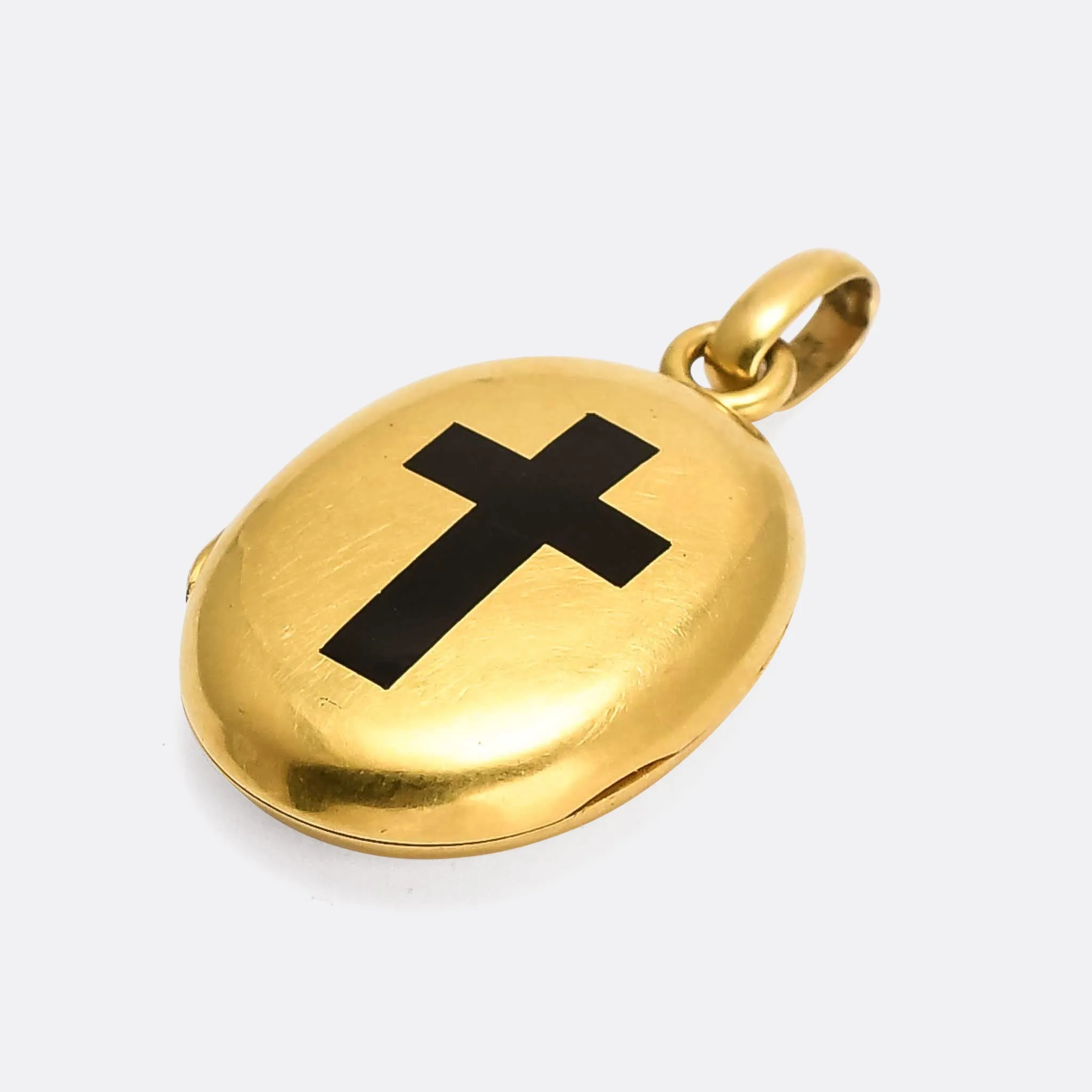 Victorian Black Enamel Cross Locket