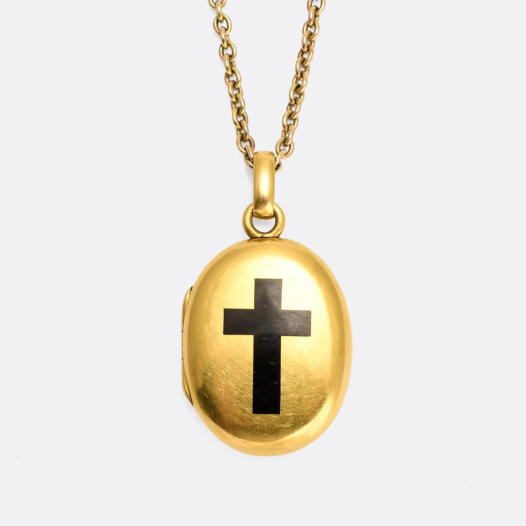 Victorian Black Enamel Cross Locket