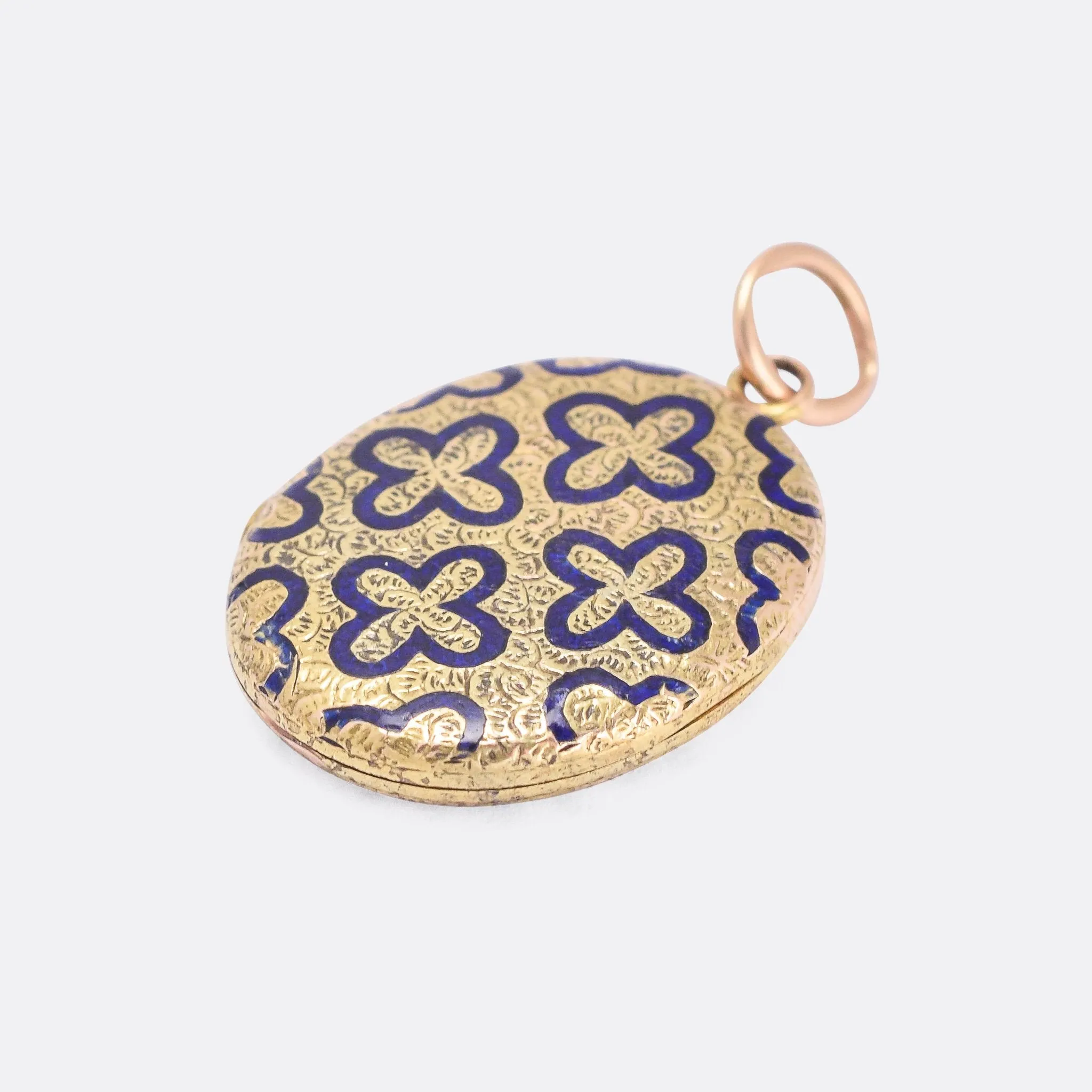 Victorian Blue Enamel Quatrefoil Locket