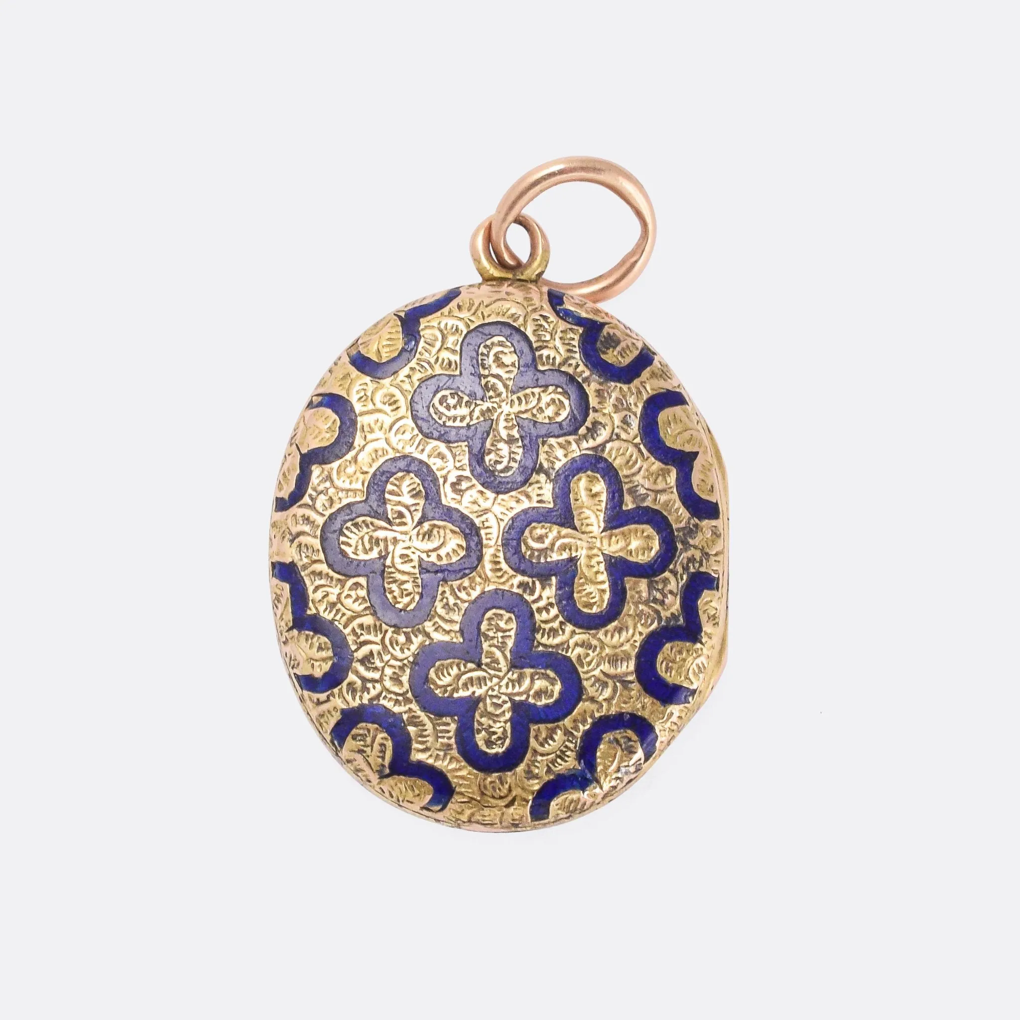 Victorian Blue Enamel Quatrefoil Locket