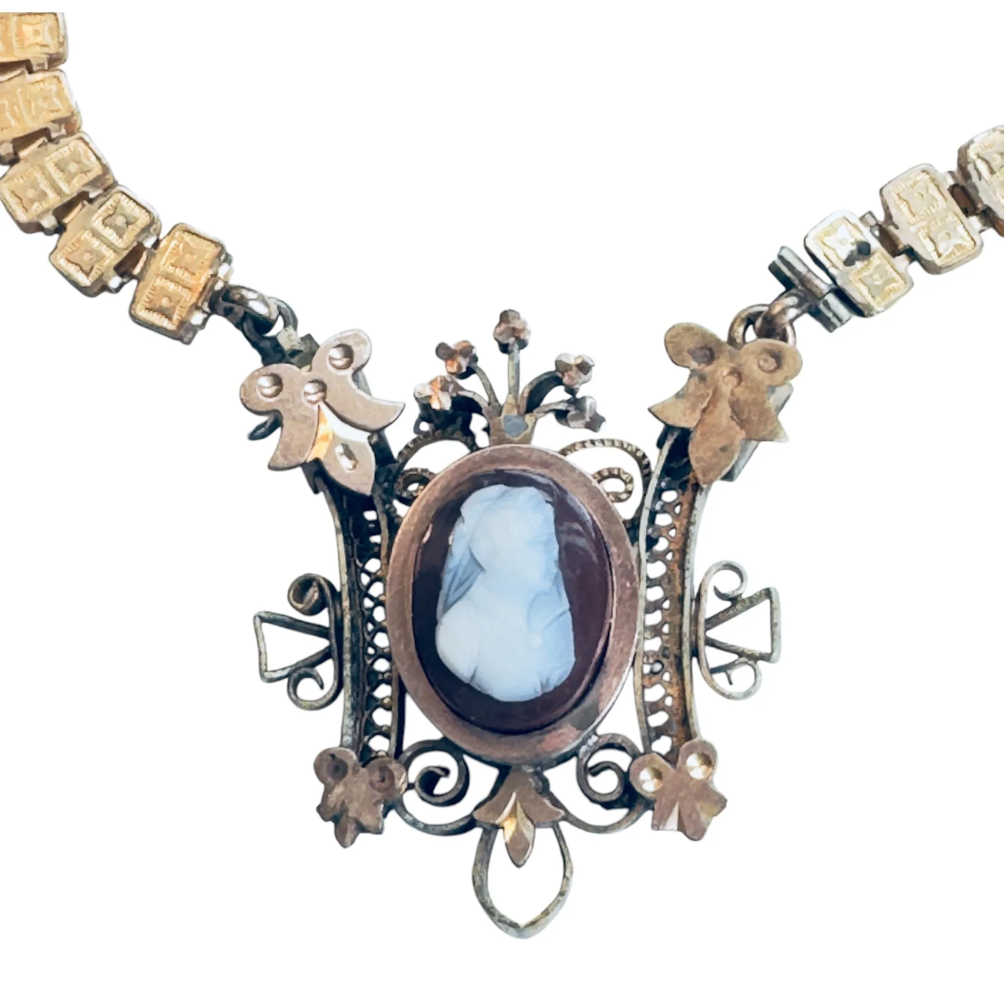 Victorian Book Chain Cameo Necklace