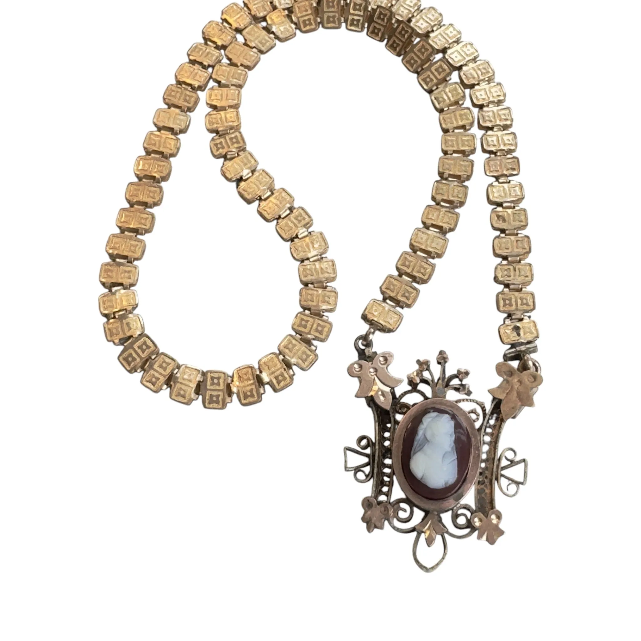 Victorian Book Chain Cameo Necklace