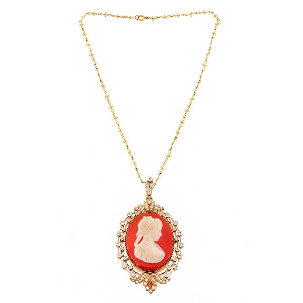 Victorian Cameo Earrings & Necklace Set