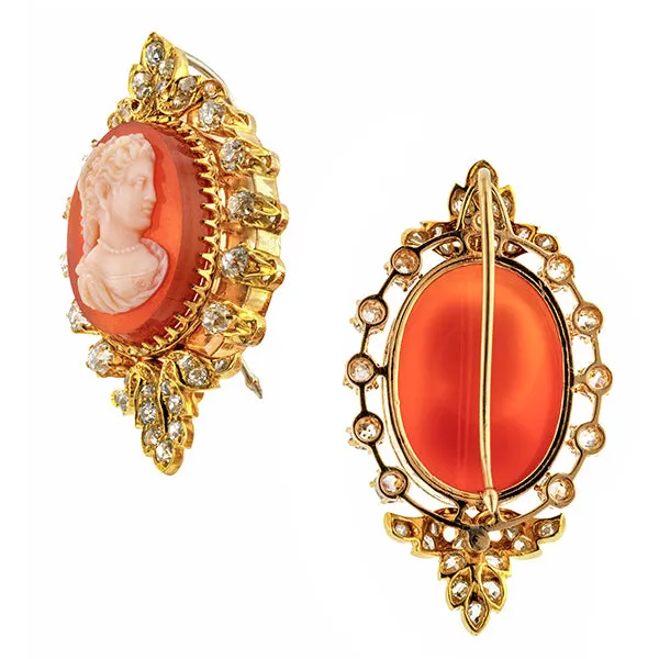 Victorian Cameo Earrings & Necklace Set
