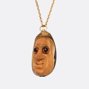 Victorian Carved Nut Pendant