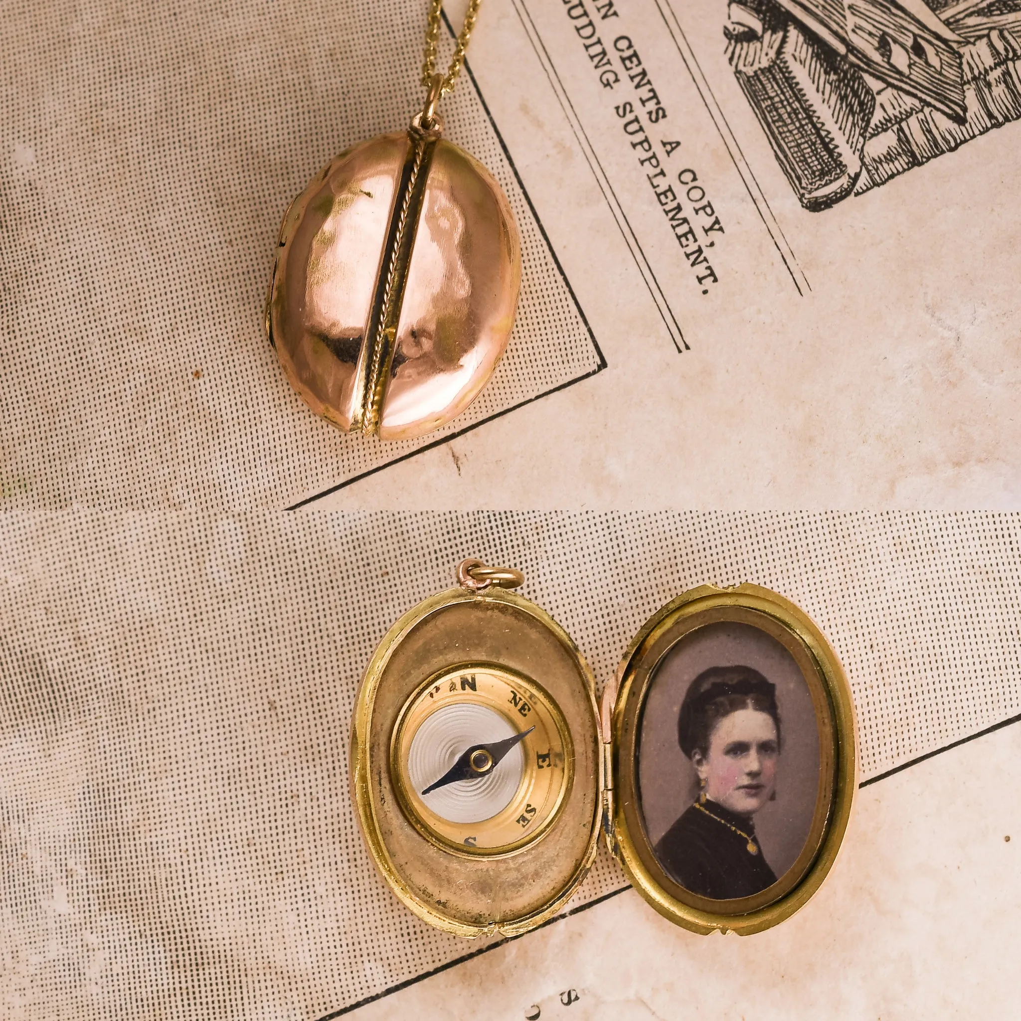 Victorian Gold Compass Locket
