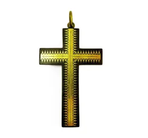 Victorian Gold Tortoiseshell Pique Cross Pendant