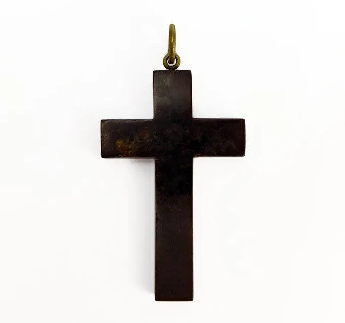 Victorian Gold Tortoiseshell Pique Cross Pendant